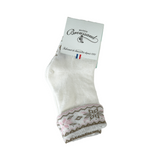 Les "Flocon" revers - mi-bas bébé - coton écru