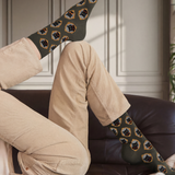 Les chats - chaussettes femme - coton kaki