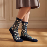 Les oeillets - chaussettes femme - coton bleu marine