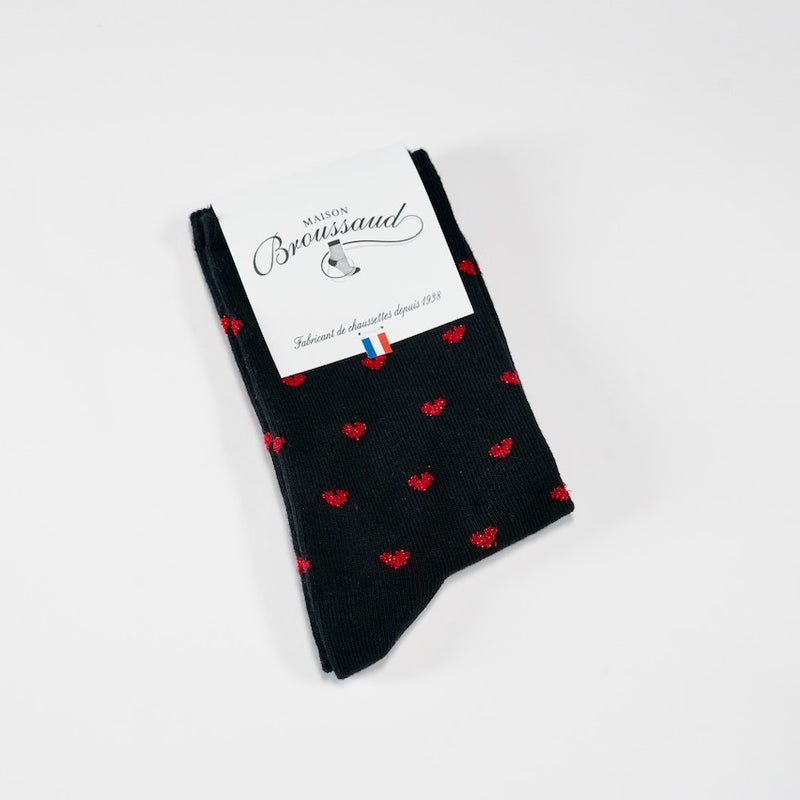 Les Saint Valentin - chaussette femme - coton noir