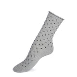 Pois bord roulotté - chaussettes femme - coton gris