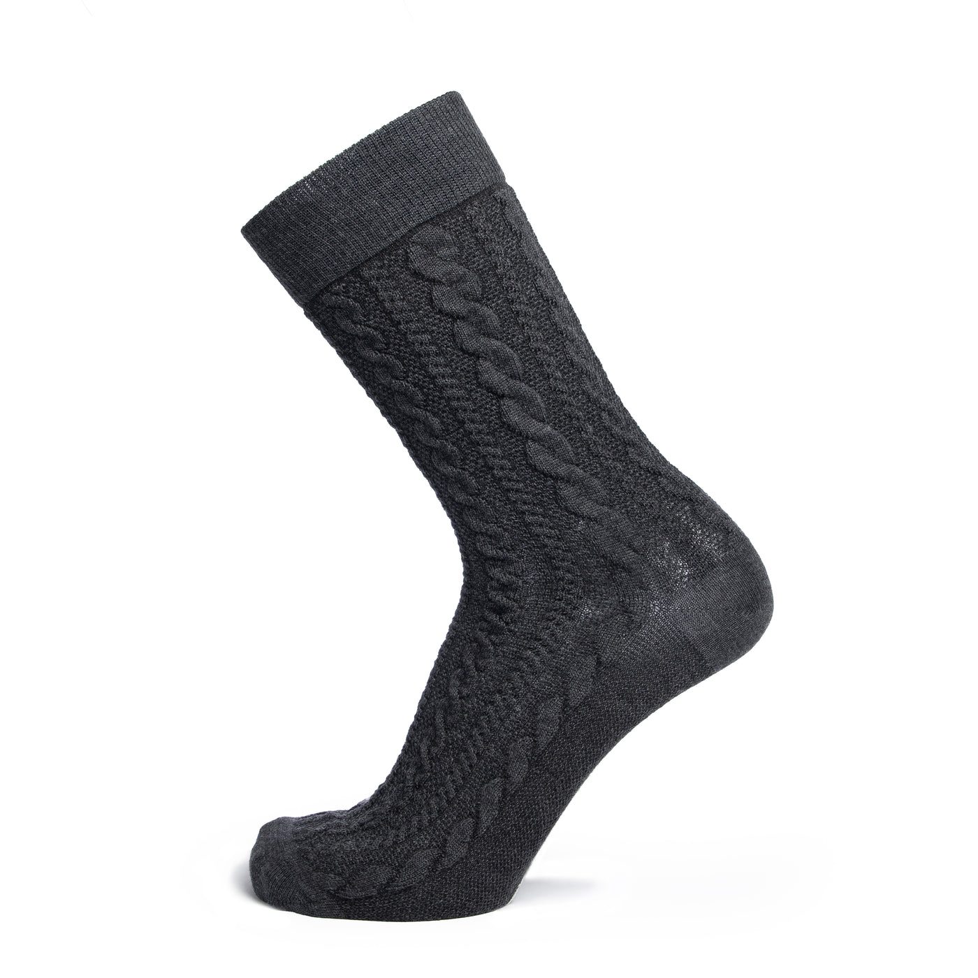 Chaussettes en laine à torsades anthracite