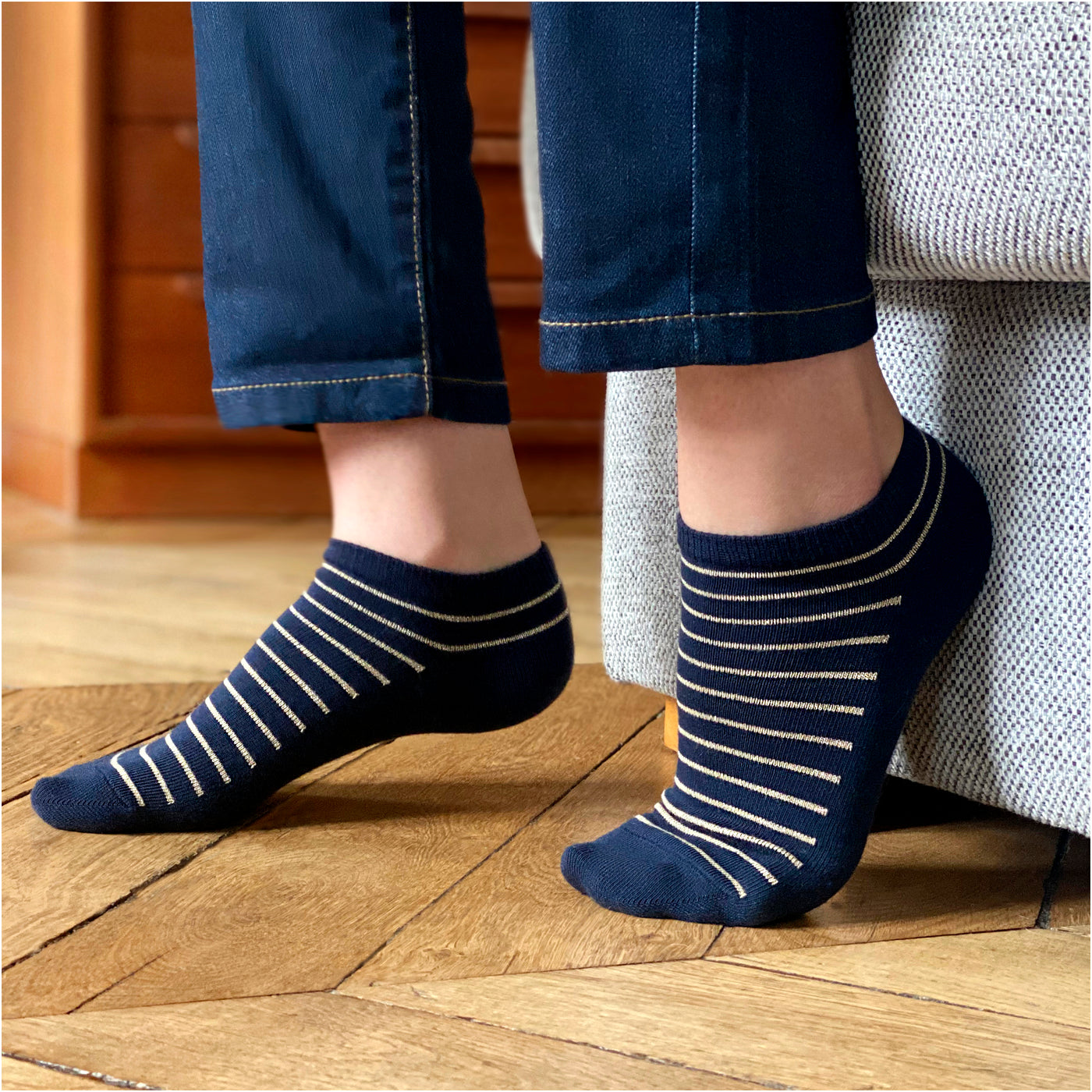 Les Rayées - women socks - cotton navy