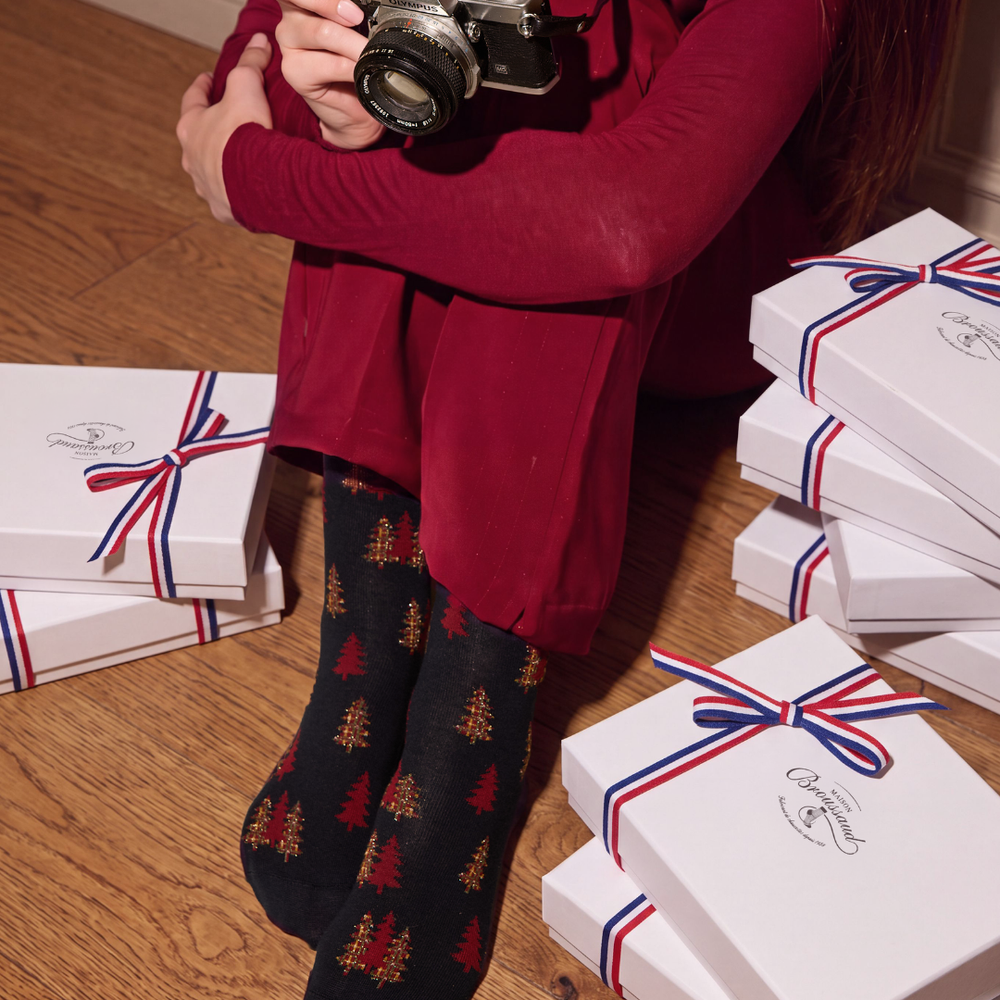 Les sapins - chaussettes femme - coton marine
