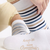 Armor-lux x Maison Broussaud multi-striped men's socks - white and blue cotton