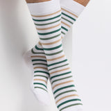Armor-lux x Maison Broussaud multi-striped men's socks - white and green cotton