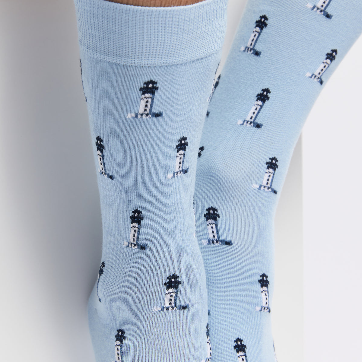 Armor-lux x Maison Broussaud headlights - men's socks - sky blue cotton