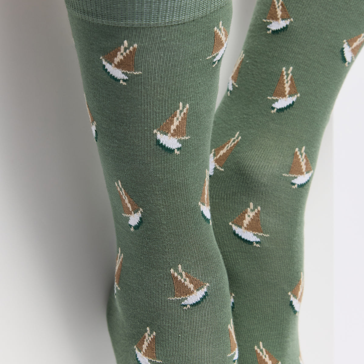 Armor-lux x Maison Broussaud sailboats - men's socks - khaki cotton