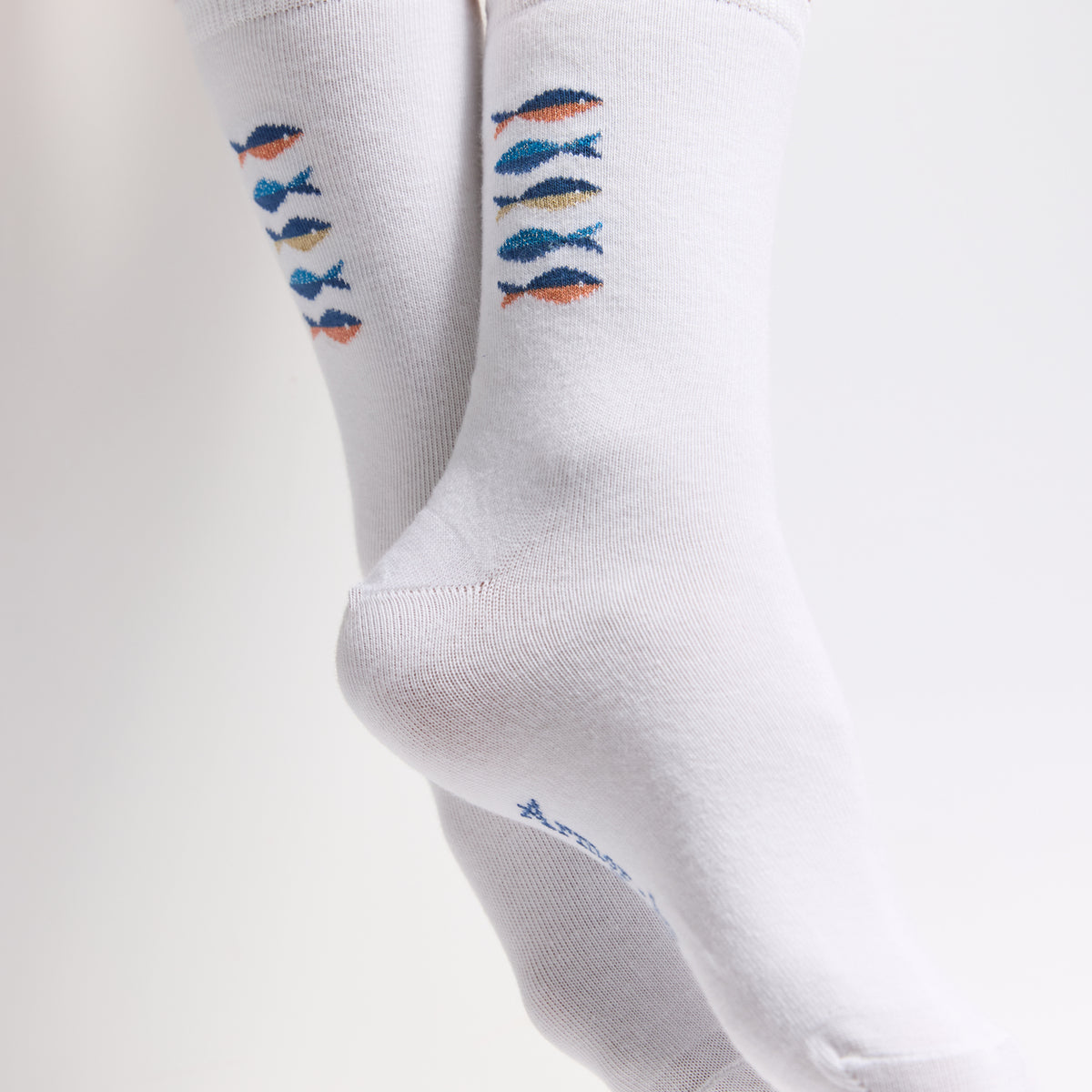 Les poissons Armor-lux x Maison Broussaud - chaussettes femme - coton blanc
