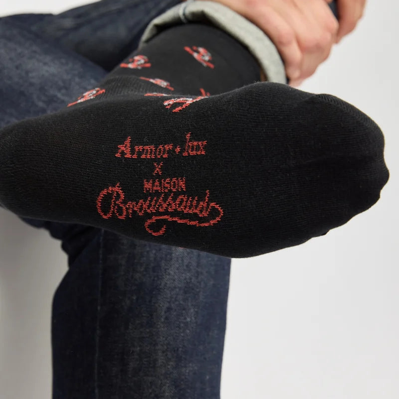 Anchors - Men's Socks - Black-Red Cotton