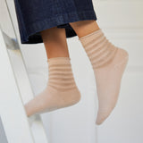 Fancy knits - women's socks - natural-nude cotton