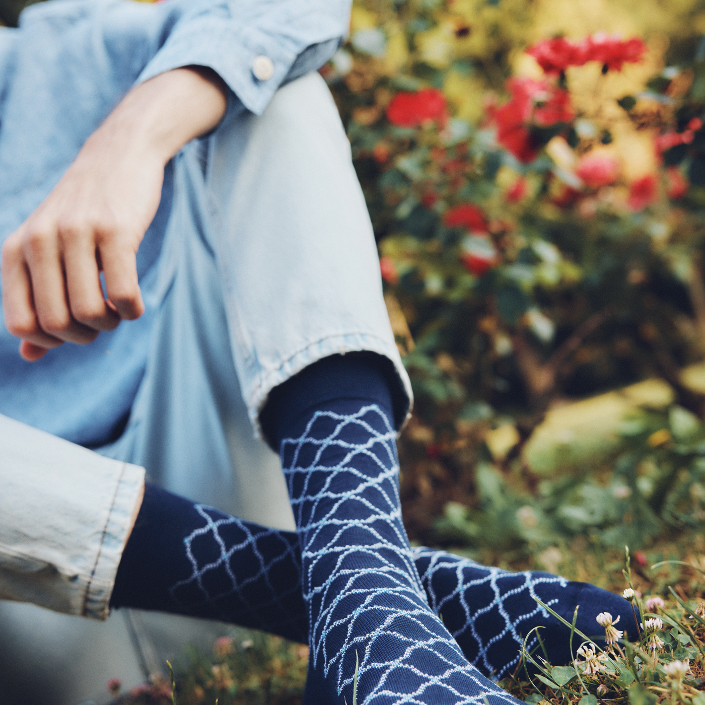 Les arabesques - chaussettes homme - coton marine