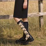 Les fleurs - chaussettes femme - coton noir