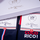 Coffret Elysée x Maison Broussaud baguette cocorico - chaussettes homme - coton marine et rouge