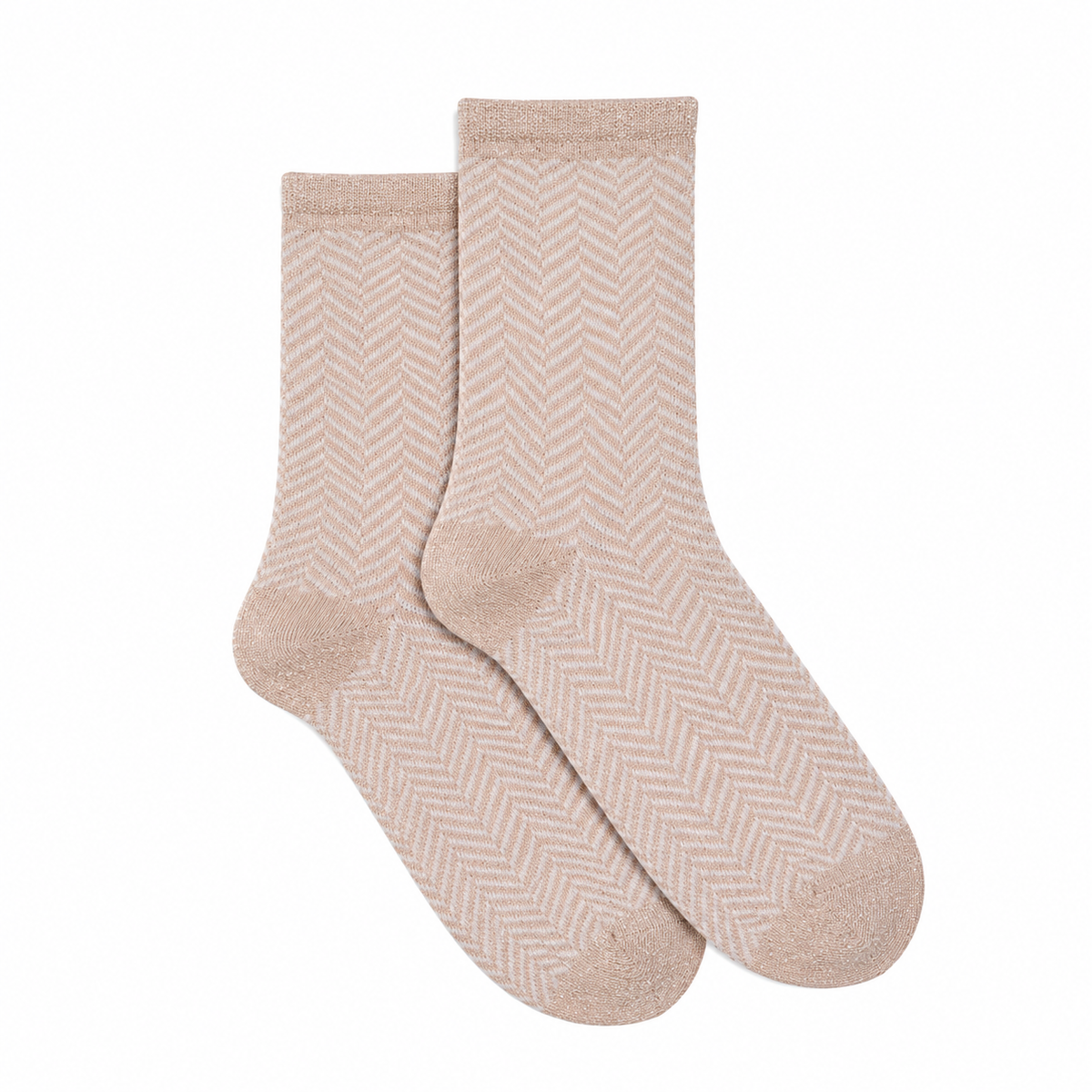 Les Chevrons - chaussettes femme - coton rose