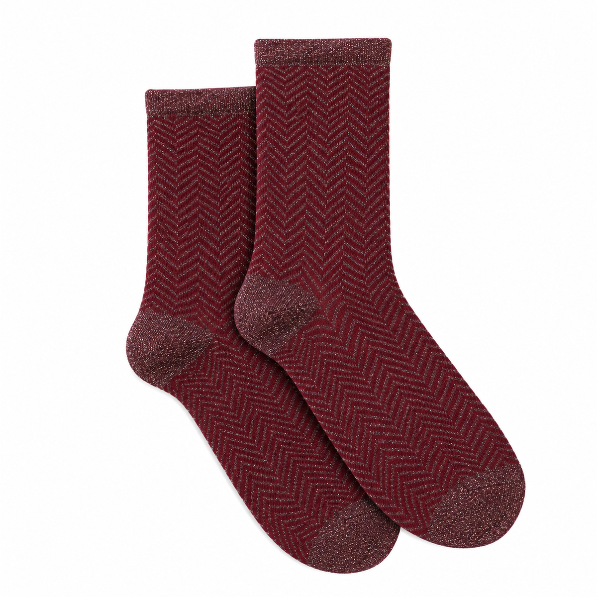 Les Chevrons - chaussettes femme - coton bordeaux