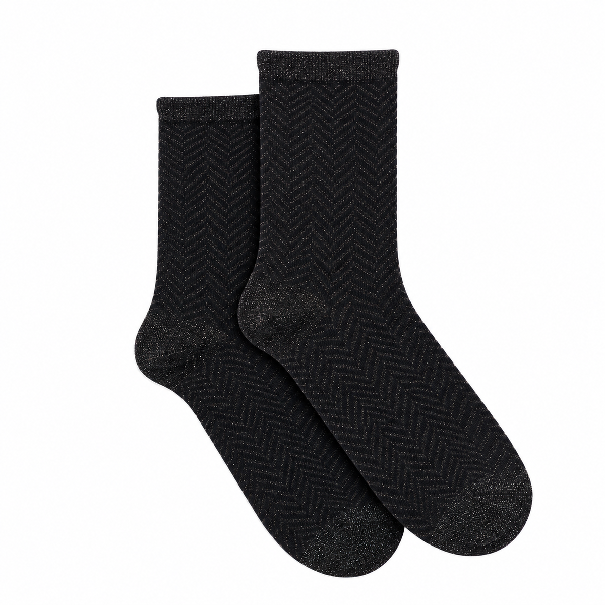 Les Chevrons - chaussettes femme - coton noir