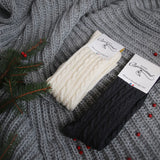 Chaussettes en laine à torsades anthracite