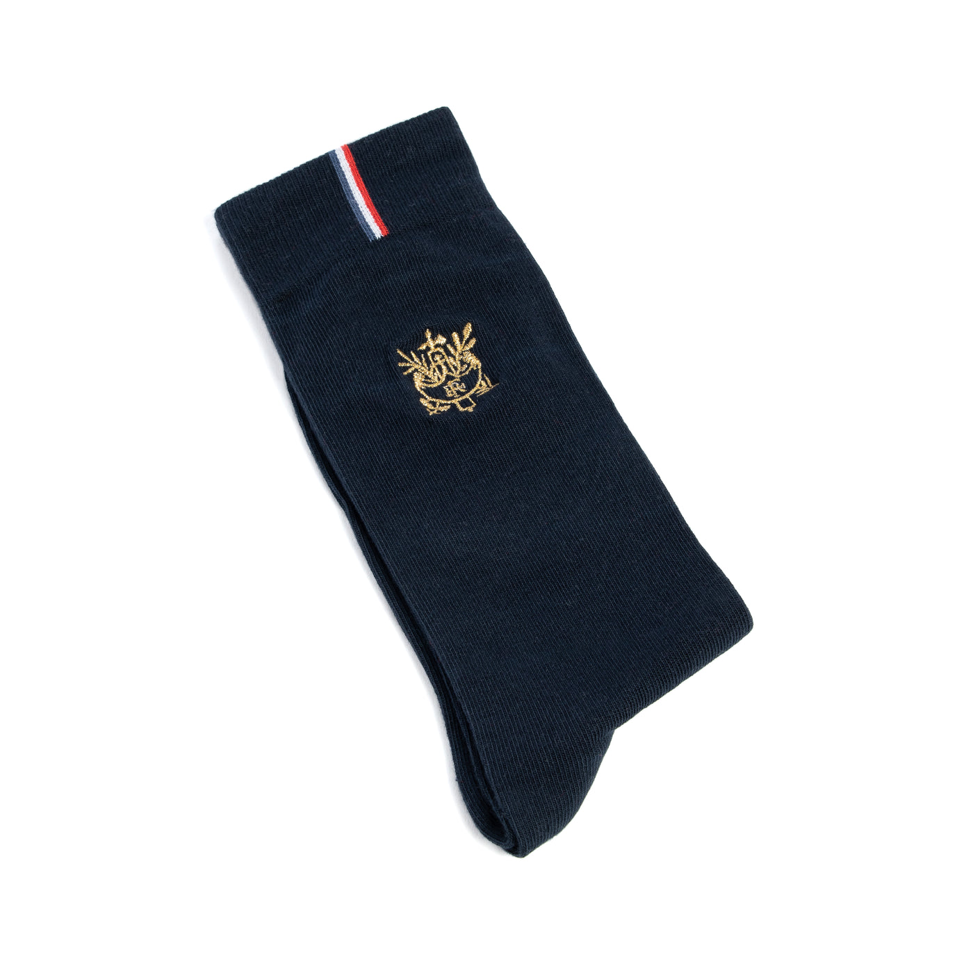 Coffret duo broderie Elysée x Maison Broussaud - chaussettes homme - coton bleu et rouge