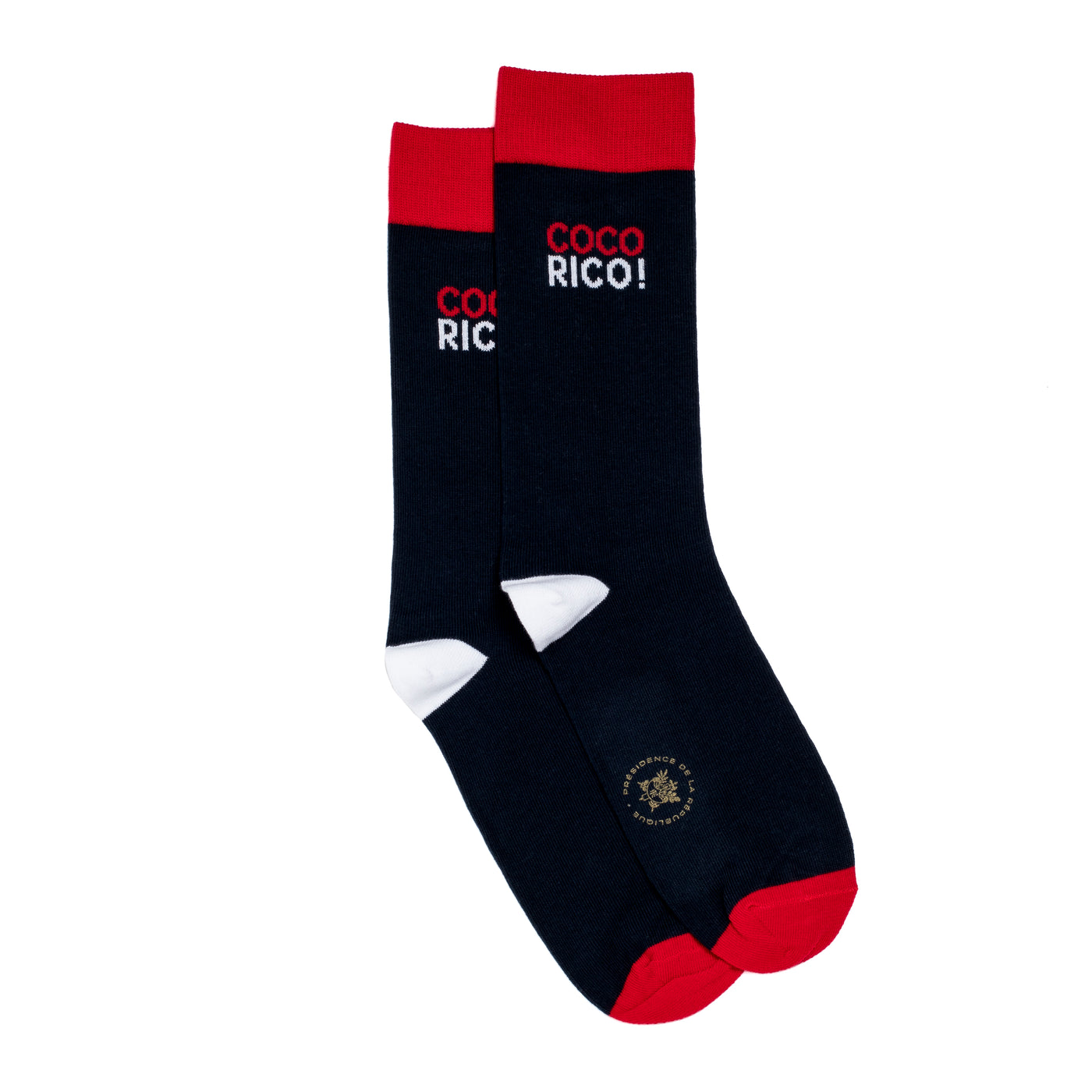 Coffret Elysée x Maison Broussaud baguette cocorico - chaussettes homme - coton marine et rouge