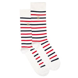 Les marinières bleu blanc rouge Elysée x Maison Broussaud - chaussettes homme - coton blanc