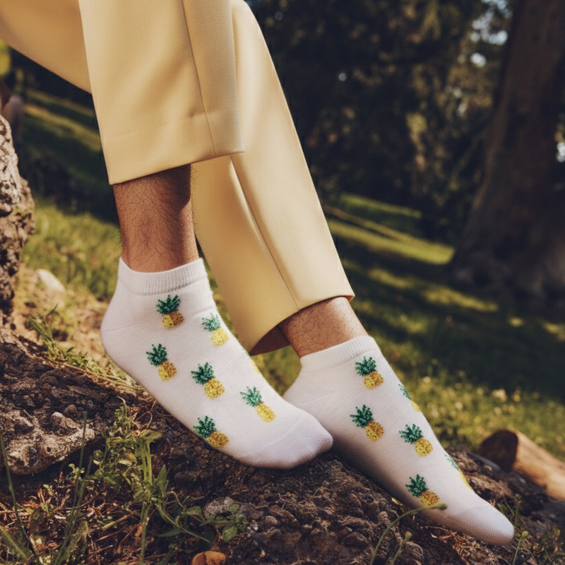 Les invisibles ananas - chaussettes homme - coton écru