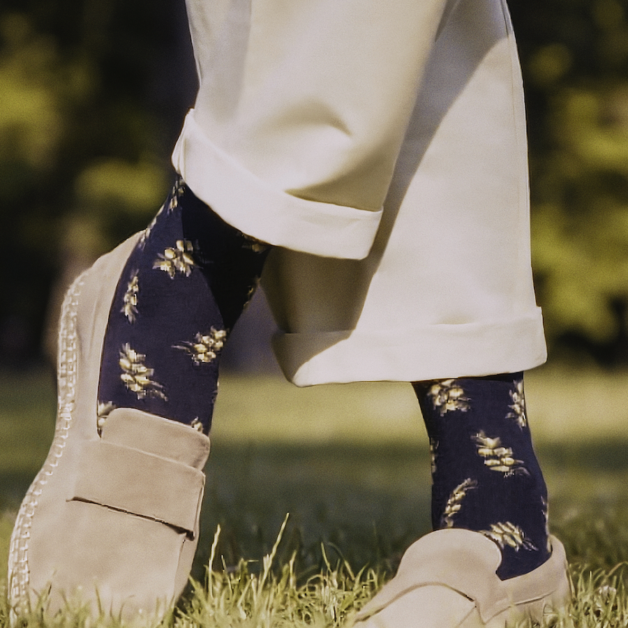 Les olives - chaussettes homme - coton marine