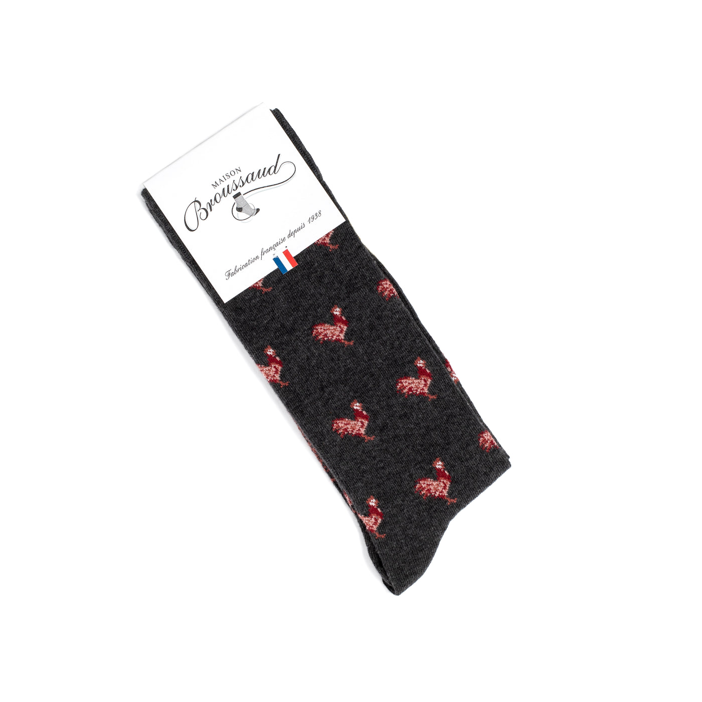 The roosters - men's socks - gray cotton