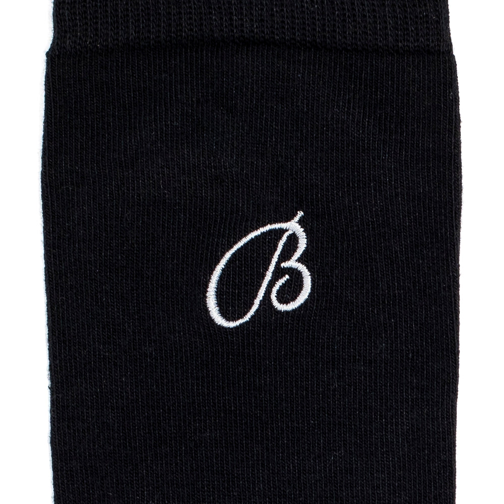 Unies broderie B - chaussettes homme - coton noir