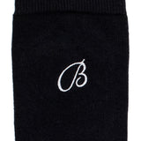 Unies broderie B - chaussettes homme - coton noir
