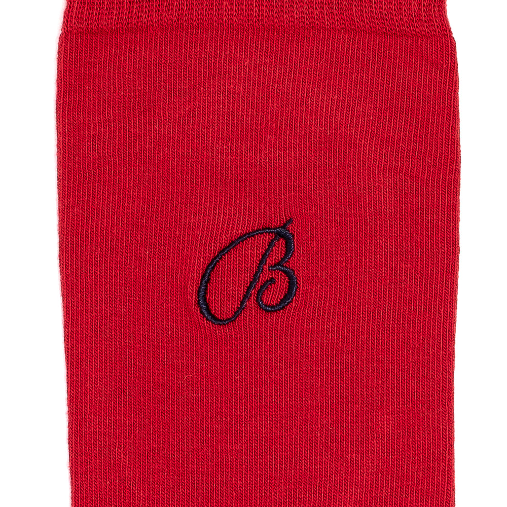 Unies broderie B - chaussettes homme - coton rouge