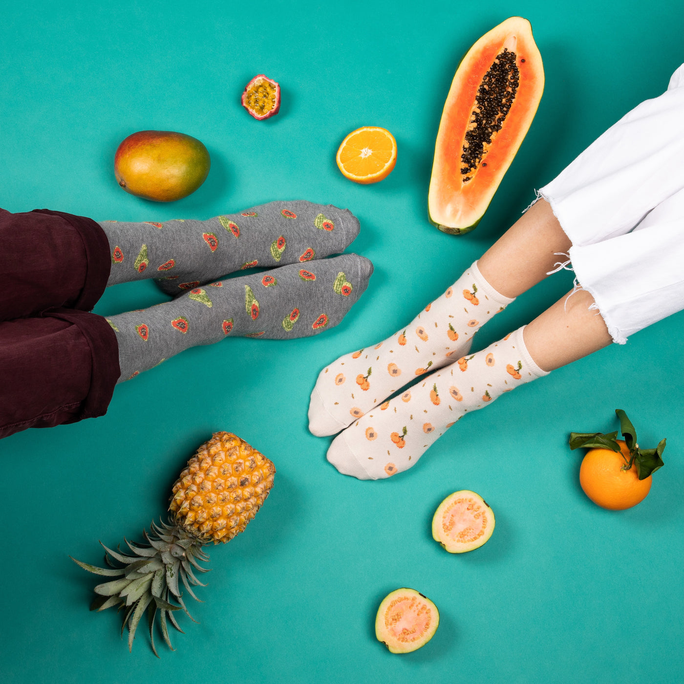 Les Papayes - chaussettes homme - coton gris