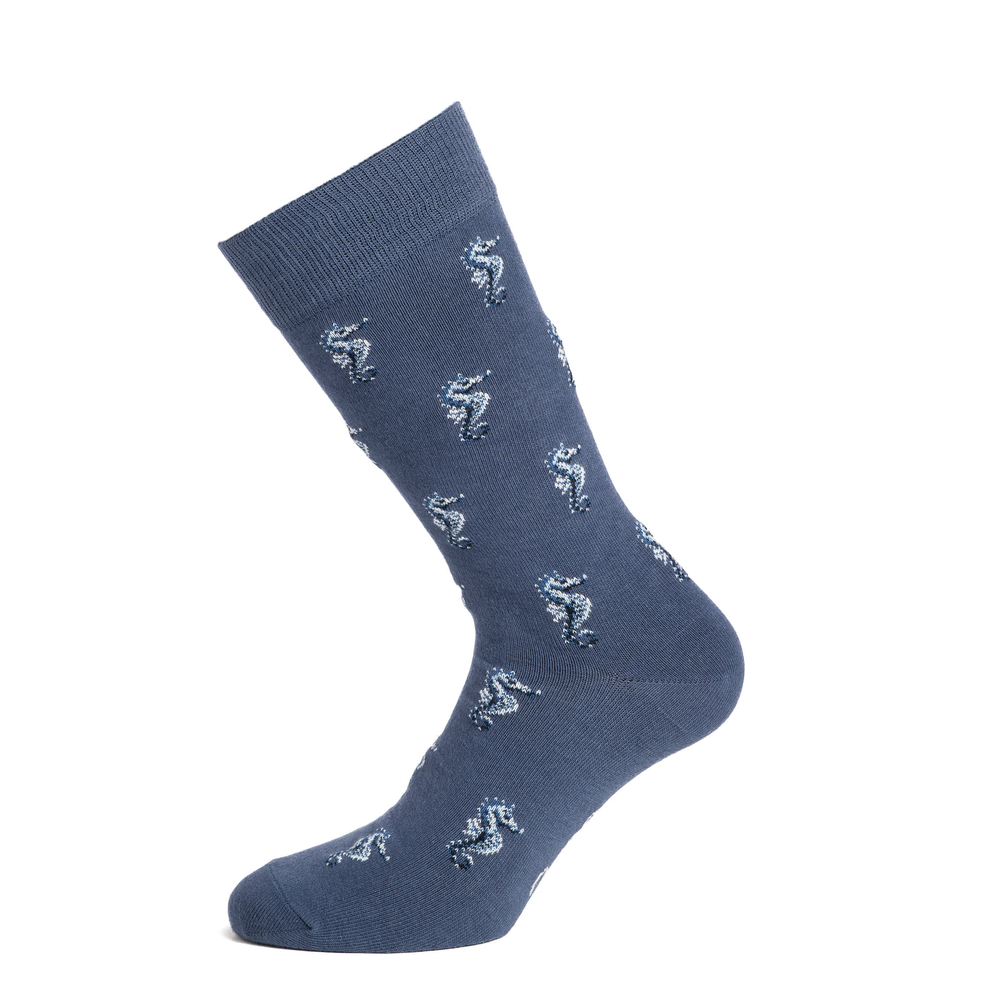 Seahorses - men's socks - blue cotton