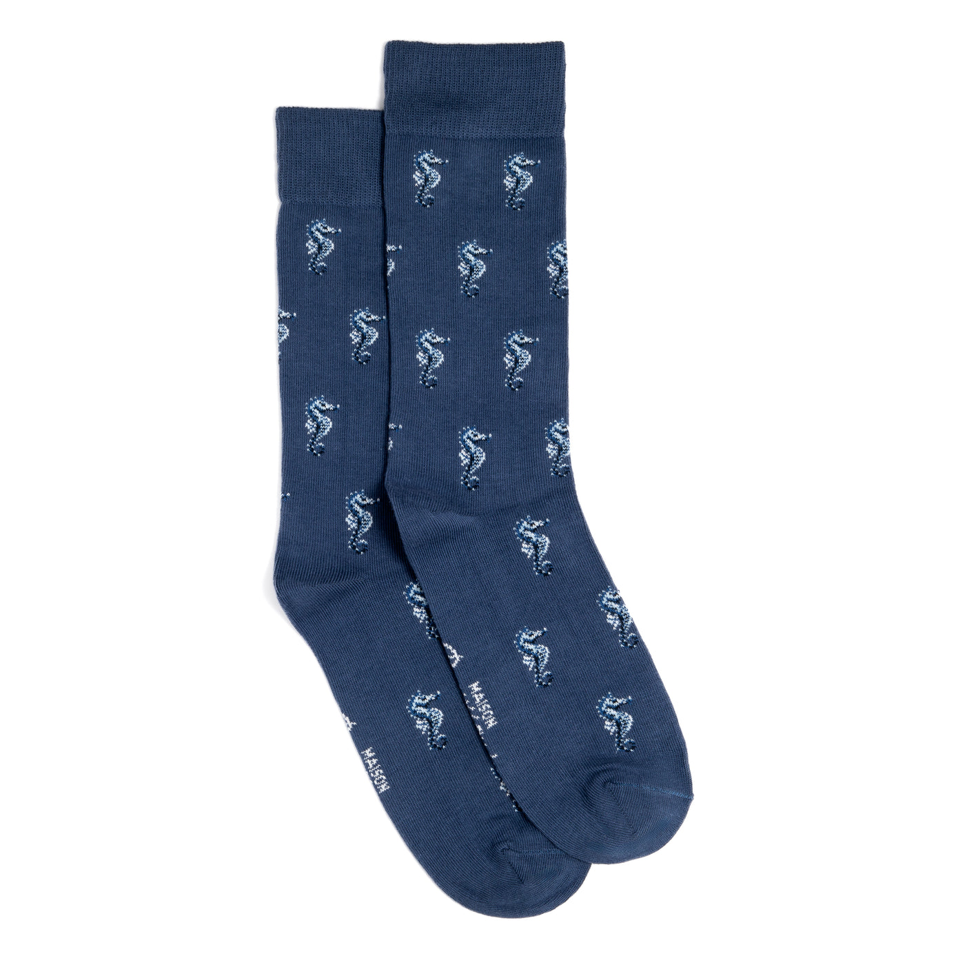 Les hippocampes - chaussettes homme - coton bleu