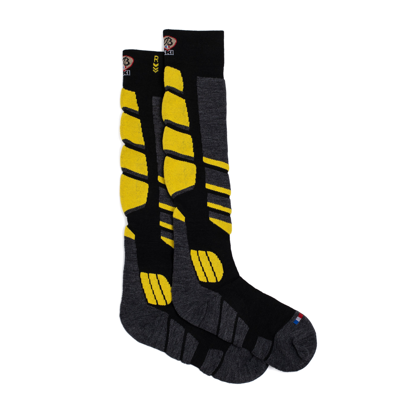 Chaussettes de ski - Broussaud Sport - laine noir-jaune