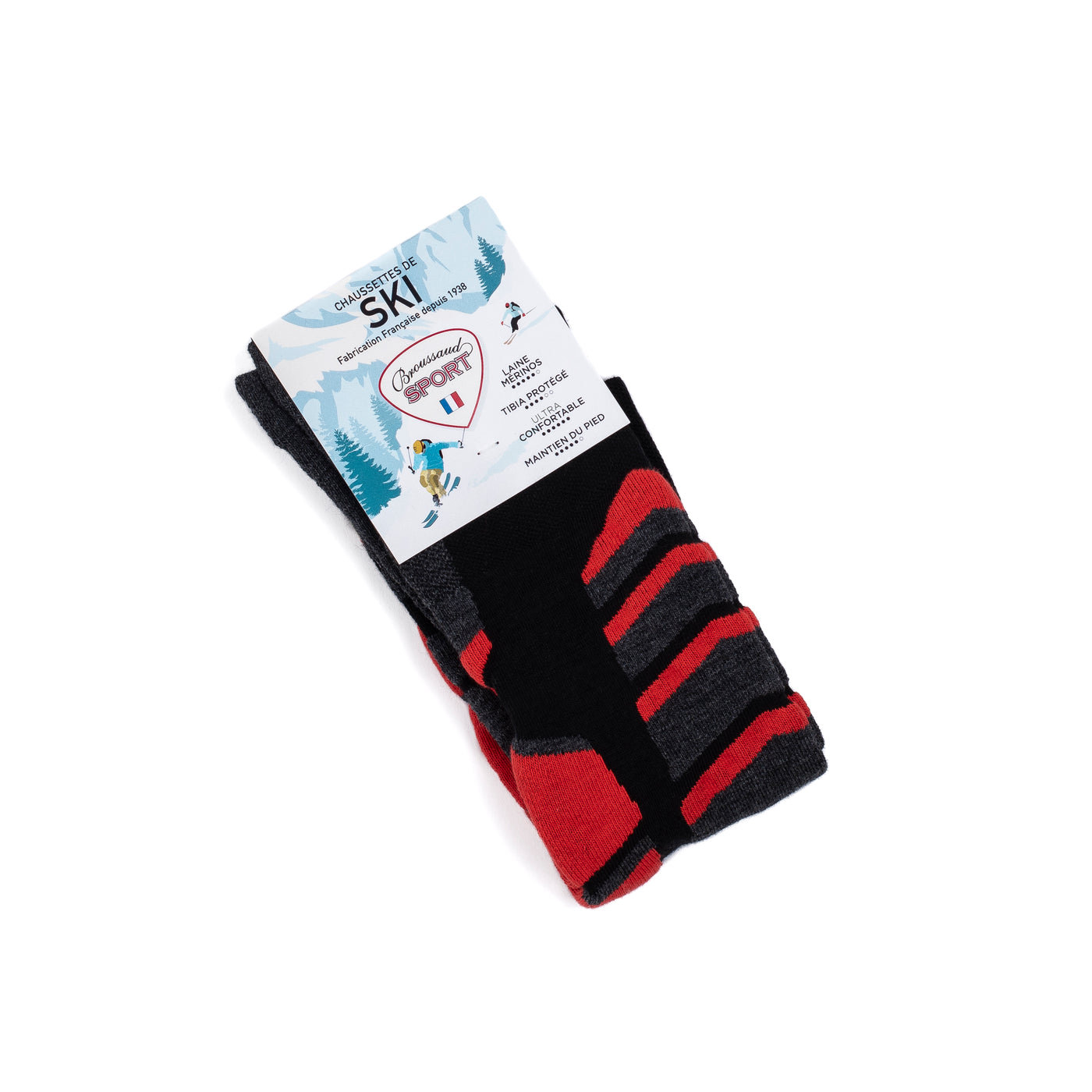 Chaussettes de ski noir-rouge