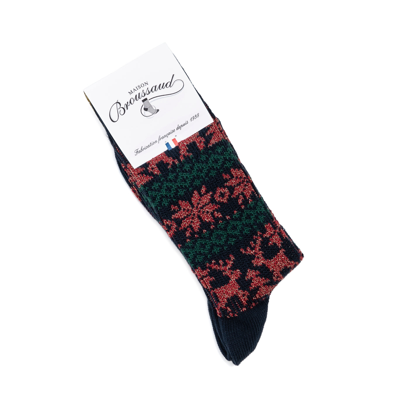 Les Jacquard Noël Marine Vert et Rouge