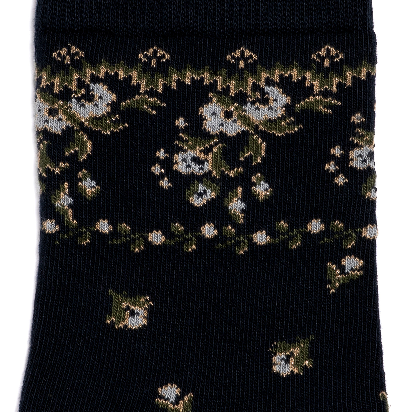 La frise florale - chaussettes femme - coton marine