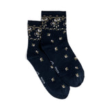 La frise florale - chaussettes femme - coton marine