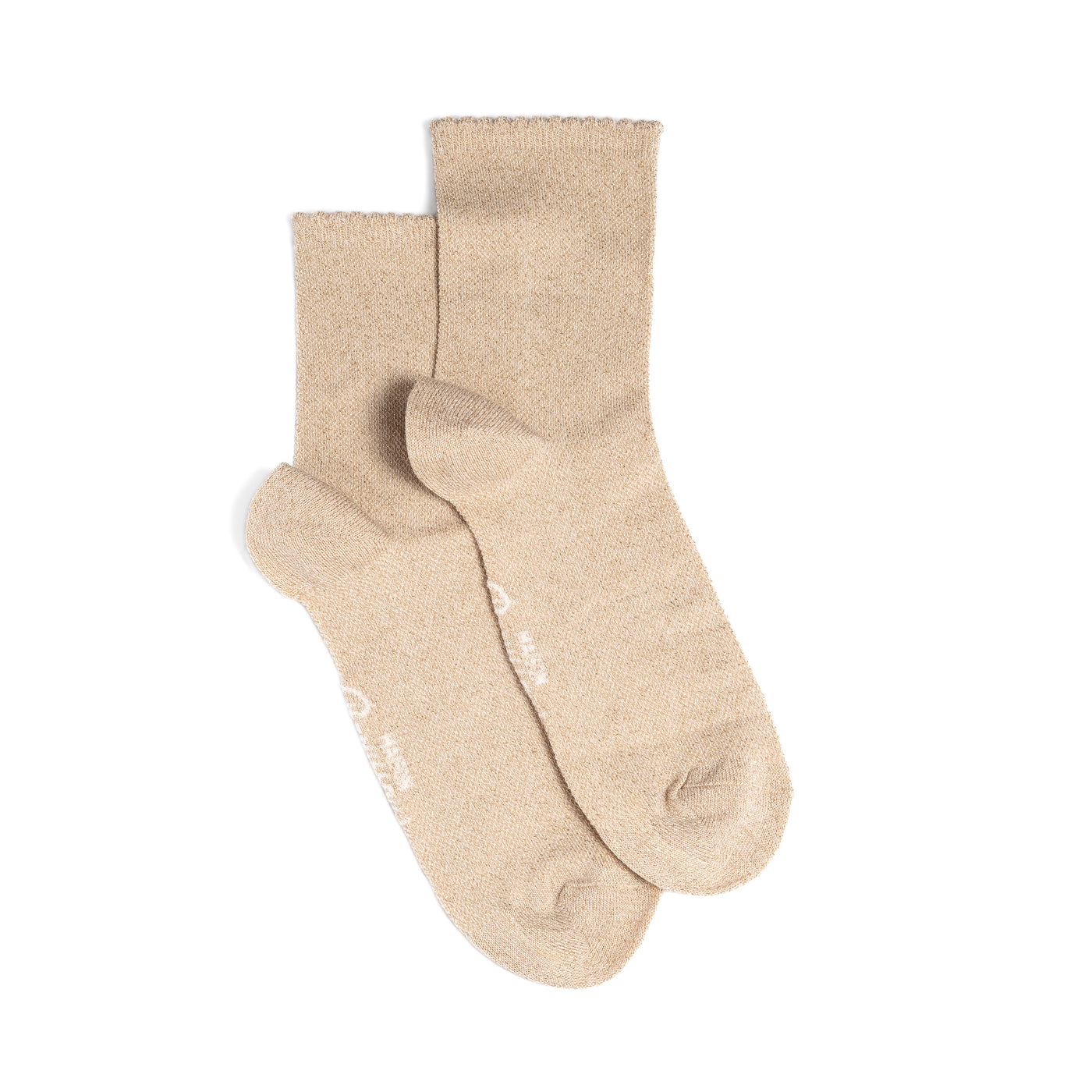 The scalloped - women's socks - beige cotton