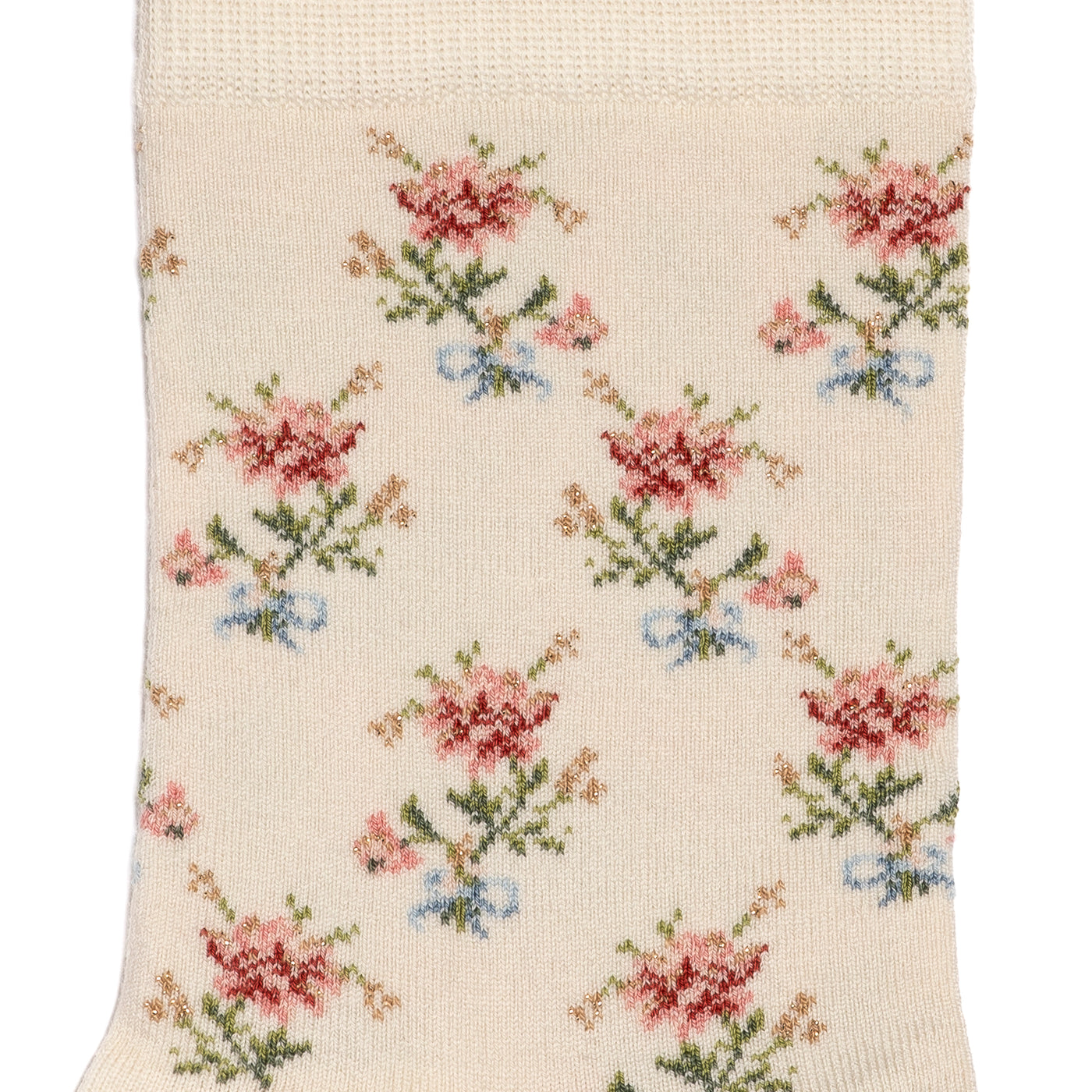 Flowers - women's socks - ecru cotton