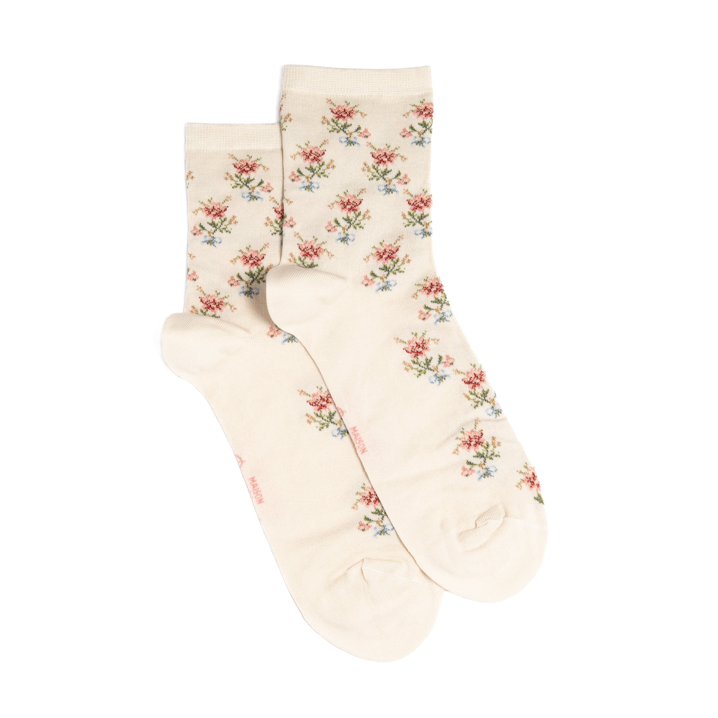 Flowers - women's socks - ecru cotton