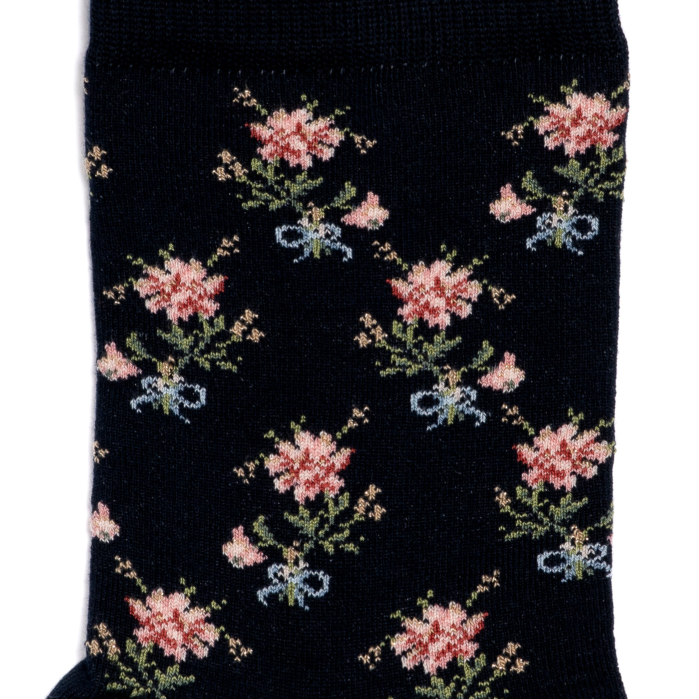 Les fleurs - chaussettes femme - coton marine