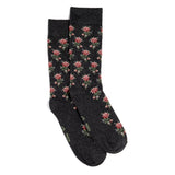 Flowers - men's socks - gray cotton