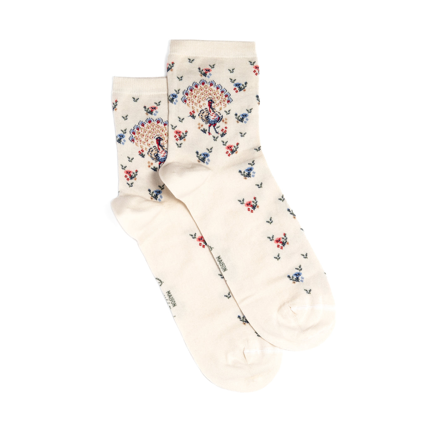 Le paon - chaussettes femme - coton écru