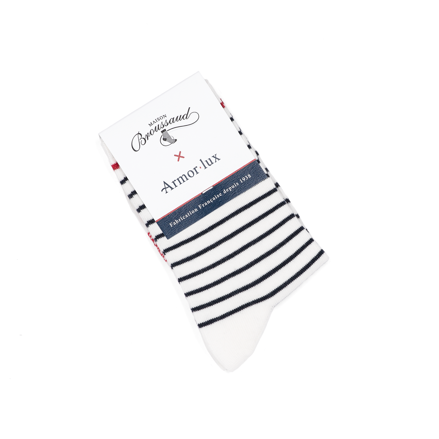 Les marinières Armor-lux x Maison Broussaud - chaussettes femme - coton écru marine rouge