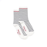 Les marinières Armor-lux x Maison Broussaud - chaussettes femme - coton écru marine rouge