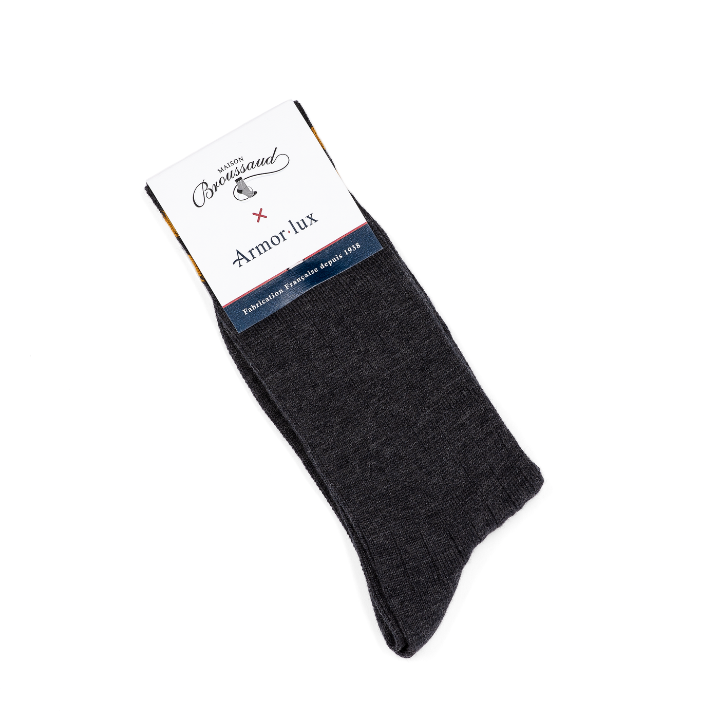 Les côtelées Armor-lux x Maison Broussaud - chaussettes homme - laine anthracite