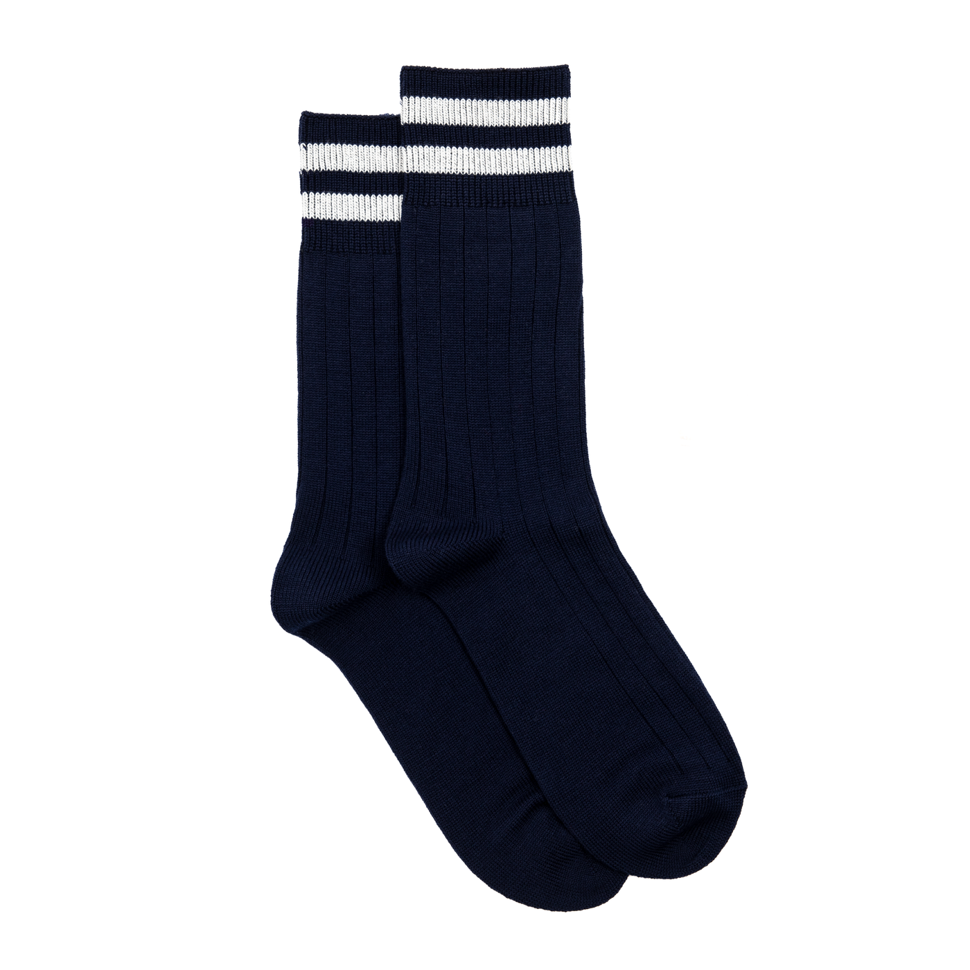 Les côtelées Armor-lux x Maison Broussaud - chaussettes homme - laine marine blanc