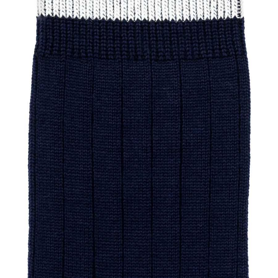 Les côtelées Armor-lux x Maison Broussaud - chaussettes homme - laine marine blanc